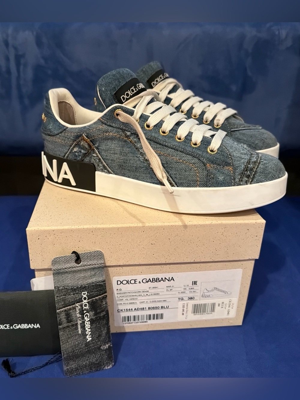Dolce & Gabbana Denim Blue Low-Top Sneakers